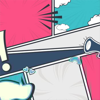comic book background with speech bubble and megaphone, social media for digital marketing, pop art cartoon layout template vector