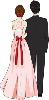 Married Couple Standing Together Back Character vector