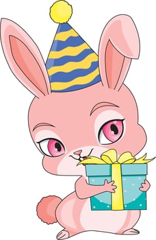 Cute Squirrel Birthday Hat And Gift Animal Mascot vector