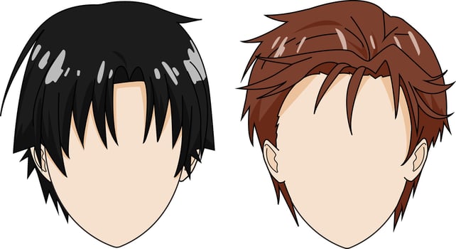 Man Hair Collection Anime Boy Face vector