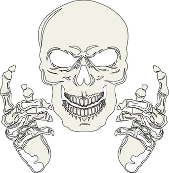 Skeleton Smiling Face With Hands vector