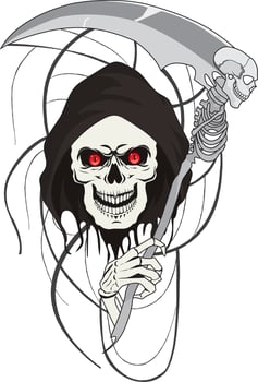 Grim Reaper Face With His Scythe Halloween vector