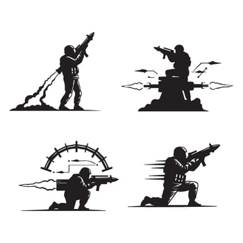 Tactical Army Sniper Silhouette Poses for Dynamic Action Scenes vector