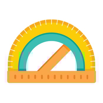 Colorful Protractor Illustration, School Supplies, and Geometry Concept vector
