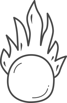 Circle with flame illustration for coloring. png