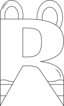 Cute R letter for coloring. Manipulation concept. png