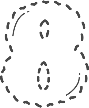 Dotted cute number tracing. Number 8. png