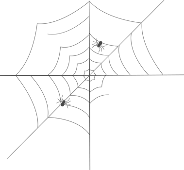 Simple spider with web illustration. png