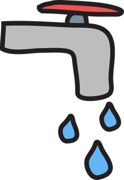 Tap with dripping illustration. Doodle style. png