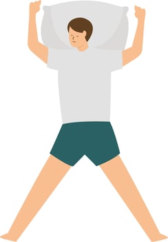 Illustration of Man Sleeping Pose at Night with Cartoon Design. vector