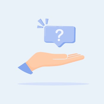 Hand holding question mark icon, flat design vector