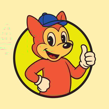 a cartoon dog wearing a baseball cap and giving a thumbs up vector