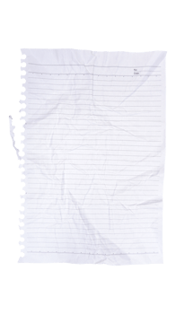 Crumpled piece of white paper isolated on transparent background png