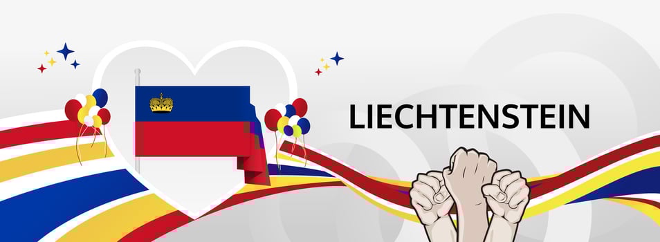 Liechtenstein 15 August festive banner. Happy National Day. Bold templates in flag hues, ideal for festivals, posters, tourism, and holiday sale campaigns. vector