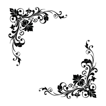 Ornate Black and White Corner Decor Design vector
