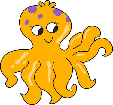 Playful Cartoon Octopus with Purple Dots vector