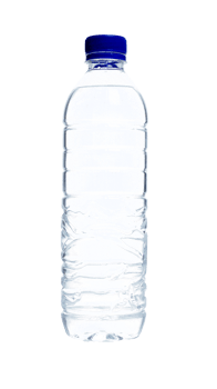 Plastic water bottle with blue bottle cap isolated on transparent background png