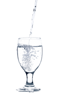 Clear water poured into transparent glass isolated on transparent background png