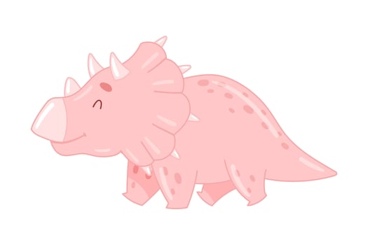 Cute adorable pink Triceratops animal. Lovely dino for nursery, t-shirt, book, print, poster design cartoon illustration vector
