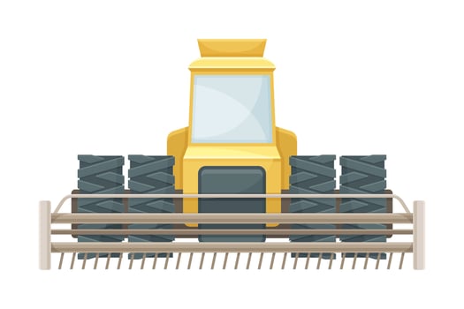 Tractor harvester industrial vehicle agricultural transport flat illustration vector