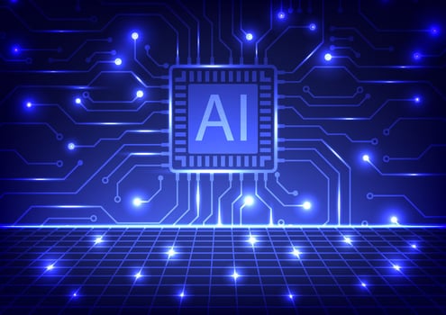 Digital AI circuit board background. Artificial intelligence technology motherboard cyberpunk futuristic concept. vector