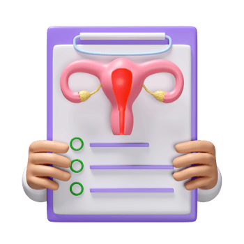3d doctor hand holding check list for health with uterus isolated. health check report, medicare concept, 3d illustration render png