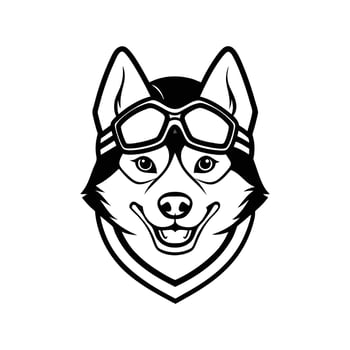 A dog wearing goggles and a helmet vector