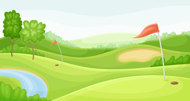 Countryside golf course. Summer beautiful landscape illustration vector