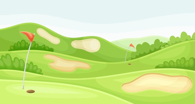 Golf course. Green summer countryside beautiful landscape illustration vector