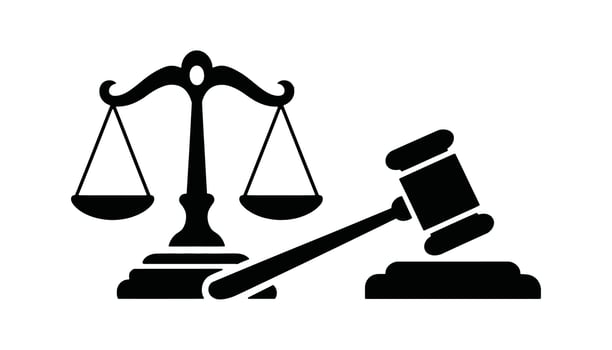 Law and Justice Icon Illustration with Scales and Gavel Silhouette vector