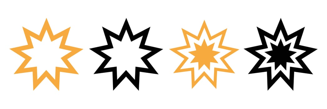 Bahai star. Black linear Bahai symbol. Religious symbol of Bahaism. vector