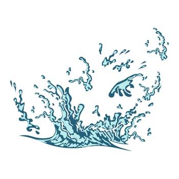 Fresh and energetic blue water splash fishing logo vector