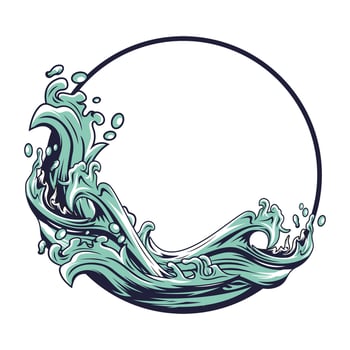 High-energy water splash design with wave curves fishing logo illustration vector