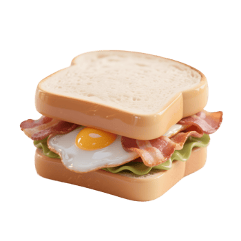 A sandwich with bacon and an egg on it png