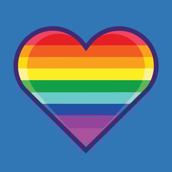 Rainbow flag in heart shape icon vector