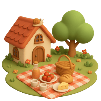 Cozy Cottage Picnic Arrangement with Garden Elements png