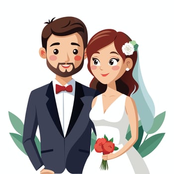 Wedding couple isolated on white background vector