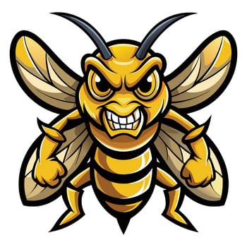 Yellow angry Hornet Mascot isolated on white background vector