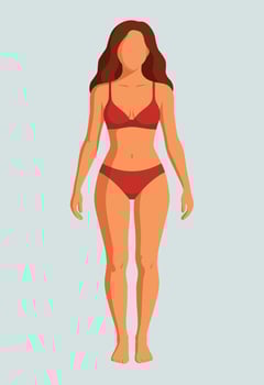 A woman in a bikini with a flat body vector