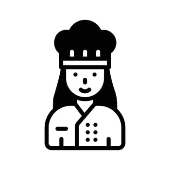 Check out our premium glyph icon of female chef avatar. vector