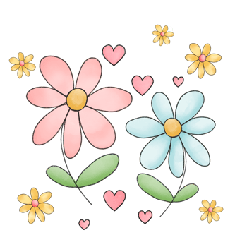 spring flowers with hearts on Transparent background png