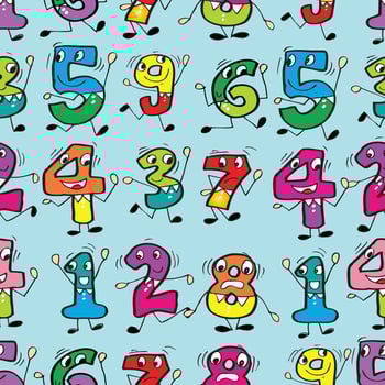 Seamless pattern with numbers. Cartoon style. vector