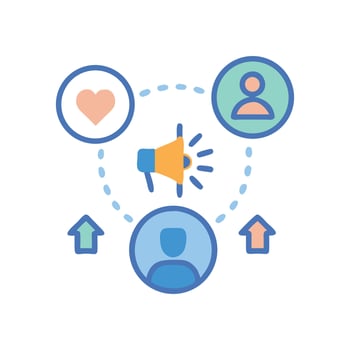 Influencer marketing Reach people, grow engagement and generate leads vector