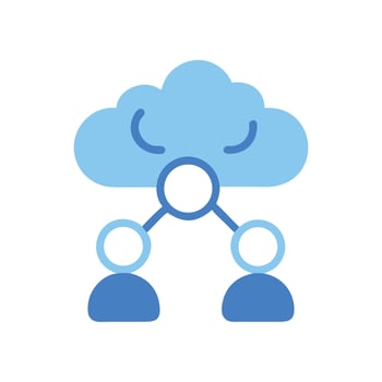 Cloud computing network connecting people with online database vector