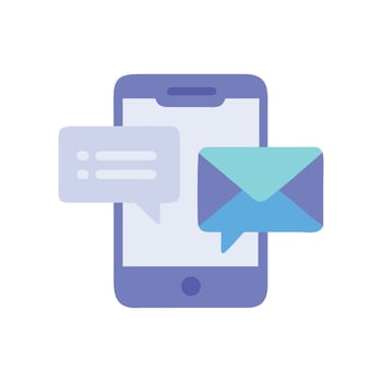 Smartphone message notification, mobile chatting, communication, and messaging vector