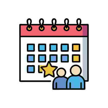 Teamwork and milestones scheduled on the calendar app vector