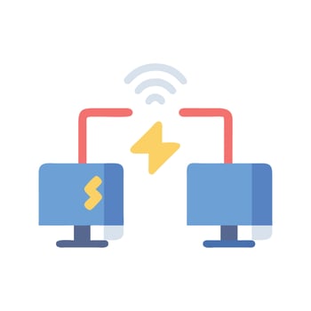Data transfer with computers and wireless connections vector