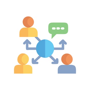 Team Communication Flow Chart Icon, Interconnection and Business Strategy vector