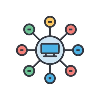 Network Connectivity Computer with Connected Dots and Lines vector