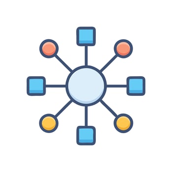 Centralized network icon connecting circle, square and other shapes vector